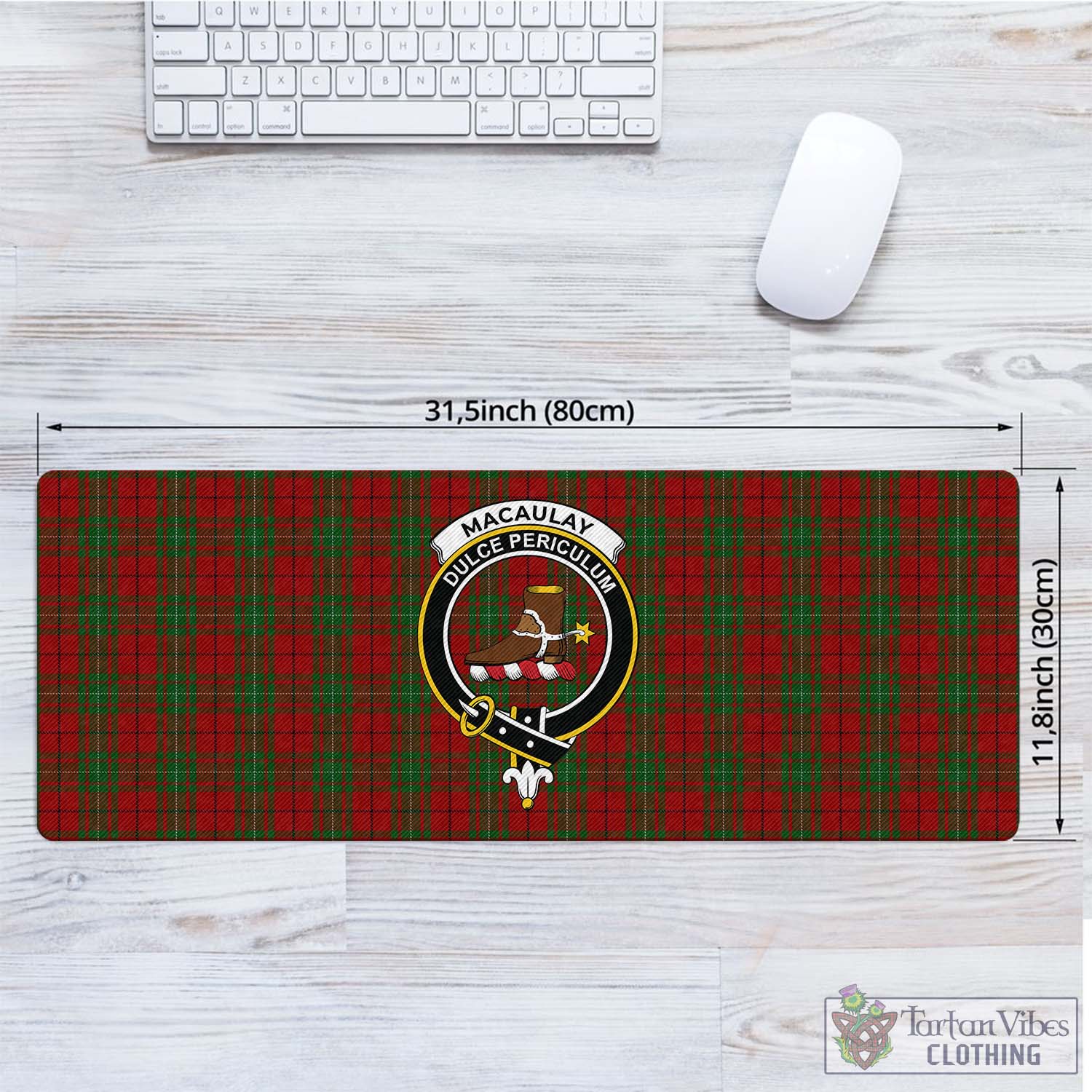 Tartan Vibes Clothing MacAulay Tartan Mouse Pad with Family Crest
