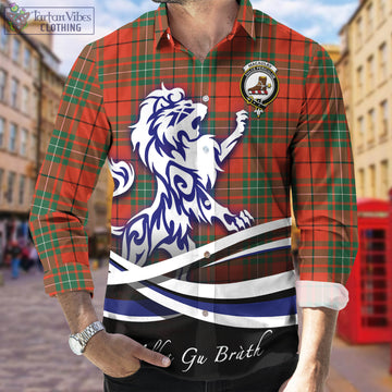 MacAulay Ancient Tartan Long Sleeve Button Up Shirt with Alba Gu Brath Regal Lion Emblem