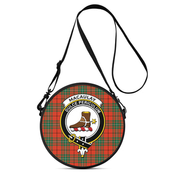 MacAulay Ancient Tartan Round Satchel Bags with Family Crest