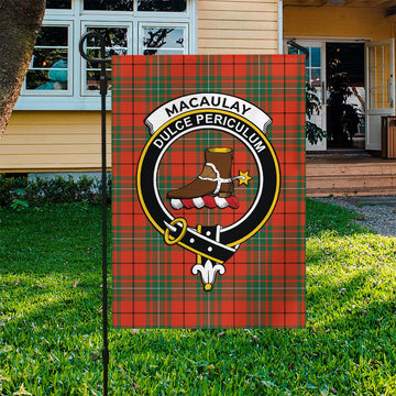 MacAulay Ancient Tartan Flag with Family Crest
