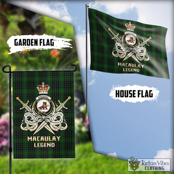MacAulay Hunting Tartan Flag with Clan Crest and the Golden Sword of Courageous Legacy