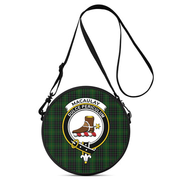 MacAulay Hunting Tartan Round Satchel Bags with Family Crest