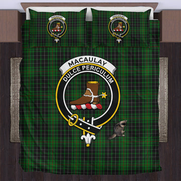 MacAulay Hunting Tartan Bedding Set with Family Crest