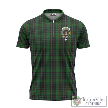 MacAulay Hunting Tartan Zipper Polo Shirt with Family Crest