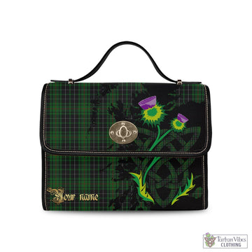 MacAulay Hunting Tartan Waterproof Canvas Bag with Scotland Map and Thistle Celtic Accents