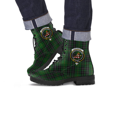 MacAulay Hunting Tartan Leather Boots with Family Crest