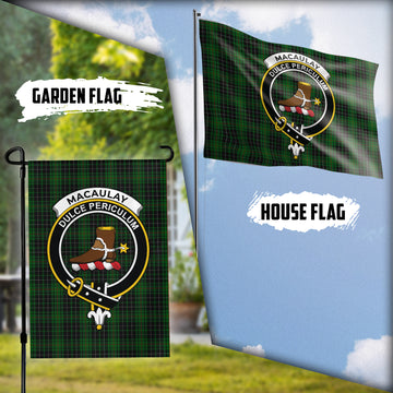 MacAulay Hunting Tartan Flag with Family Crest