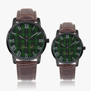 MacAulay Hunting Tartan Personalized Your Text Leather Trap Quartz Watch