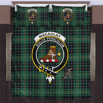 MacAulay Hunting Ancient Tartan Bedding Set with Family Crest
