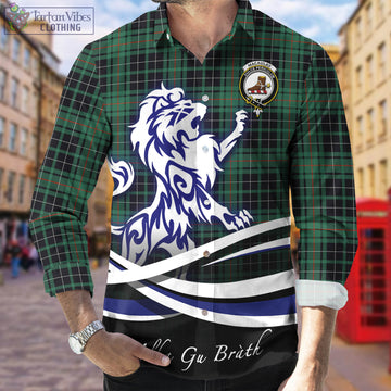 MacAulay Hunting Ancient Tartan Long Sleeve Button Up Shirt with Alba Gu Brath Regal Lion Emblem
