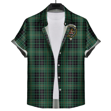 MacAulay Hunting Ancient Tartan Short Sleeve Button Down Shirt with Family Crest