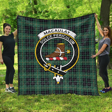 MacAulay Hunting Ancient Tartan Quilt with Family Crest