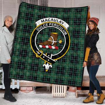 MacAulay Hunting Ancient Tartan Quilt with Family Crest