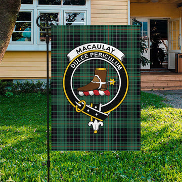 MacAulay Hunting Ancient Tartan Flag with Family Crest