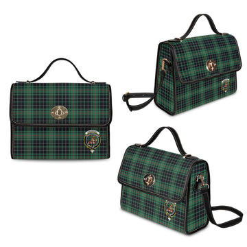 macaulay-hunting-ancient-tartan-leather-strap-waterproof-canvas-bag-with-family-crest