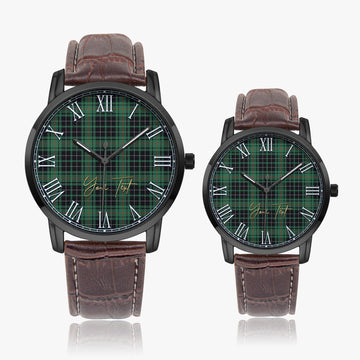MacAulay Hunting Ancient Tartan Personalized Your Text Leather Trap Quartz Watch