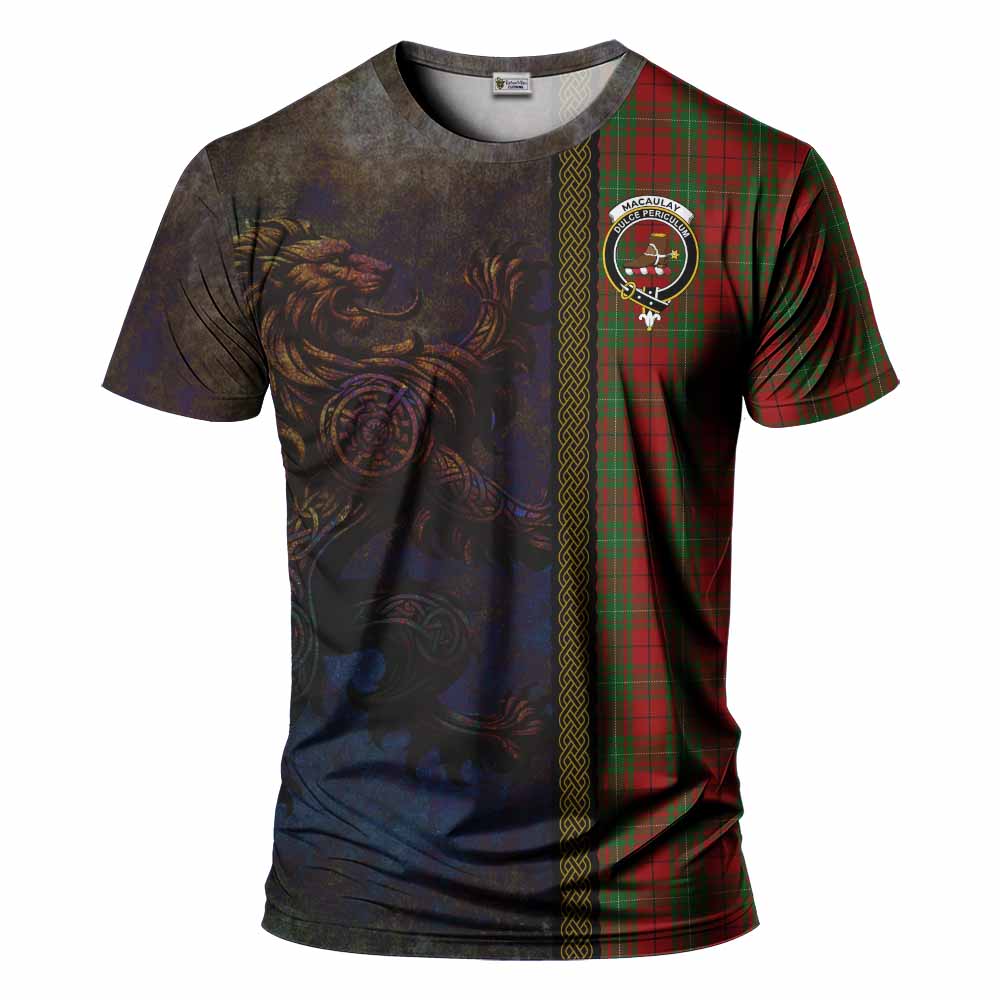 Tartan Vibes Clothing MacAulay (MacAuley) Tartan Family Crest T-Shirt Alba Gu Brath Be Brave Lion Ancient Style