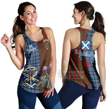Tartan Vibes Clothing MacAulay (MacAuley) Tartan Women's Racerback Tanks Happy St. Andrew's Day Half Tartan Style