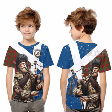 MacAulay (MacAuley) Tartan Kid T-Shirt with Family Crest Scottish Bagpiper Vibes