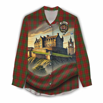 Tartan Vibes Clothing MacAulay (MacAuley) Tartan Family Crest Women's Casual Shirt with Scottish Ancient Castle Style