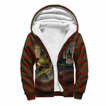 Tartan Vibes Clothing MacAulay (MacAuley) Tartan Family Crest Sherpa Hoodie with Scottish Ancient Castle Style