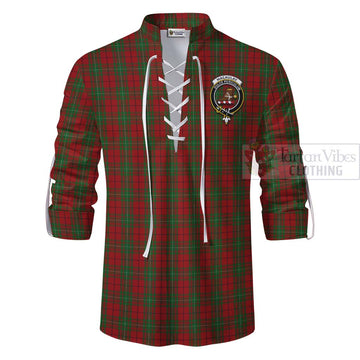 Tartan Vibes Clothing MacAulay (MacAuley) Tartan Ghillie Kilt Shirt with Family Crest Celtic Skull Style