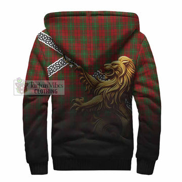 MacAulay (MacAuley) Crest Tartan Sherpa Hoodie with Golden Lion Emblem Celtic Style