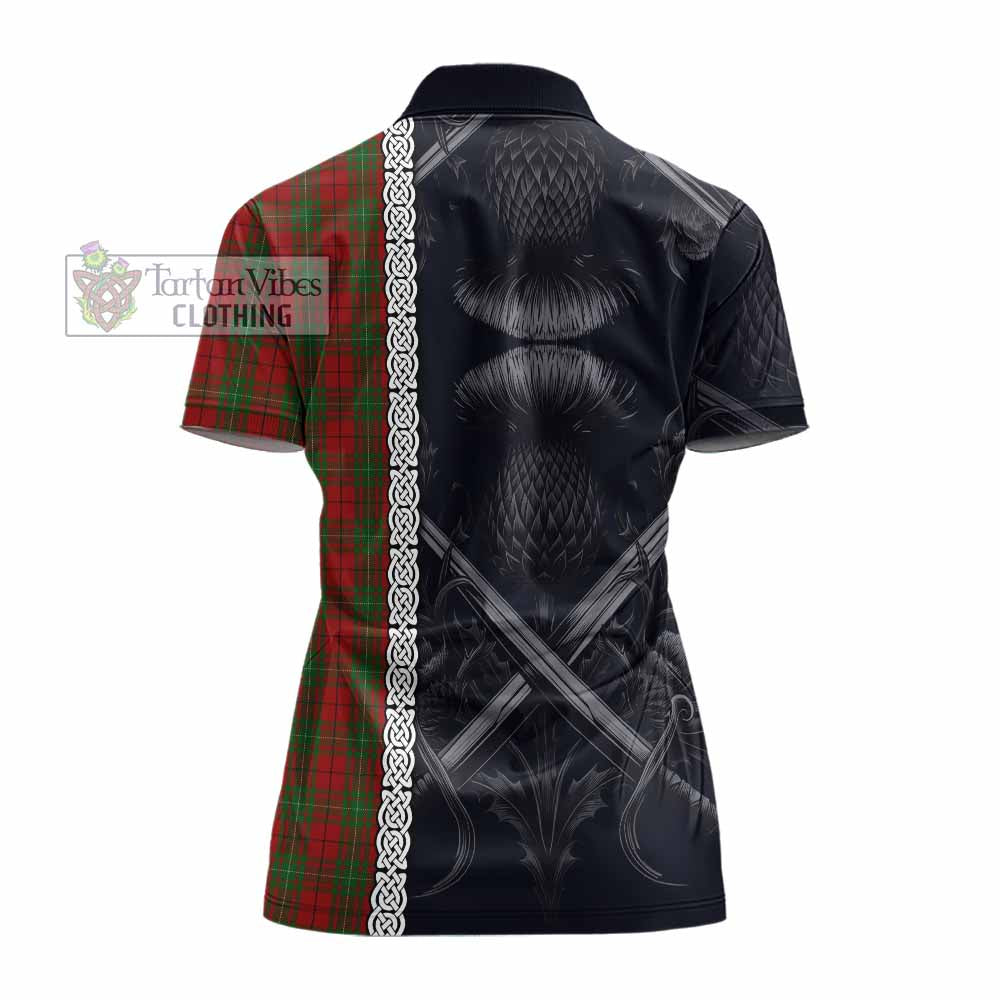 Tartan Vibes Clothing MacAulay (MacAuley) Tartan Women's Polo Shirt with Family Crest Cross Sword Thistle Celtic Vibes