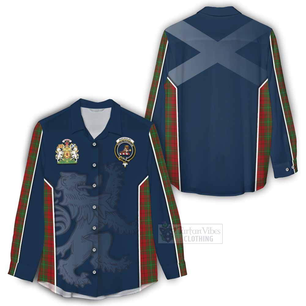Tartan Vibes Clothing MacAulay (MacAuley) Tartan Women's Casual Shirt with Family Crest and Lion Rampant Vibes Sport Style
