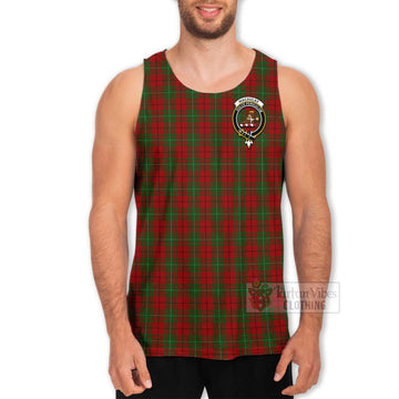 Tartan Vibes Clothing MacAulay (MacAuley) Tartan Men's Tank Top with Family Crest and Bearded Skull Holding Bottles of Whiskey
