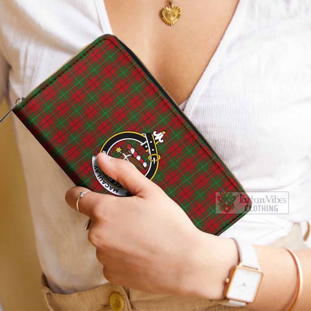 Tartan Vibes Clothing MacAulay (MacAuley) Tartan Women's Leather Wallet with Family Crest