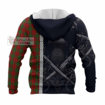 Tartan Vibes Clothing MacAulay (MacAuley) Tartan Knitted Hoodie with Family Crest Cross Sword Thistle Celtic Vibes