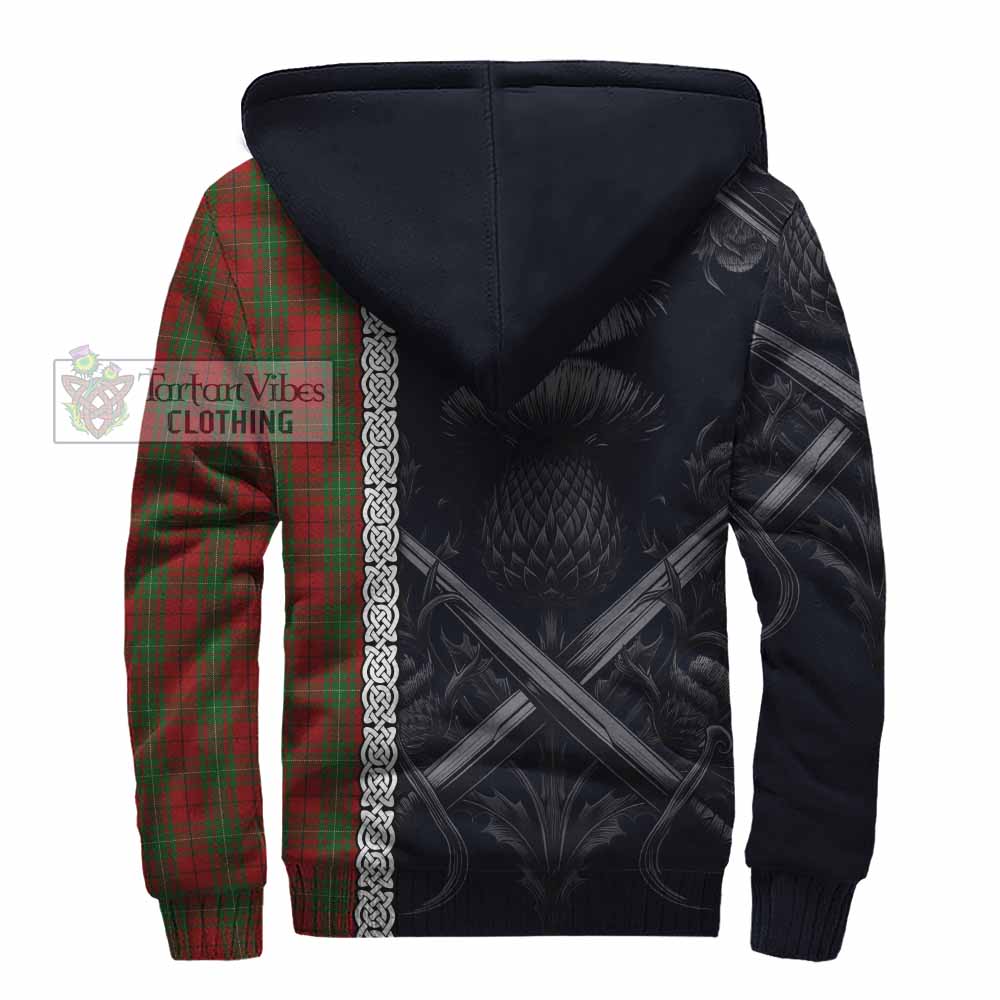 Tartan Vibes Clothing MacAulay (MacAuley) Tartan Sherpa Hoodie with Family Crest Cross Sword Thistle Celtic Vibes