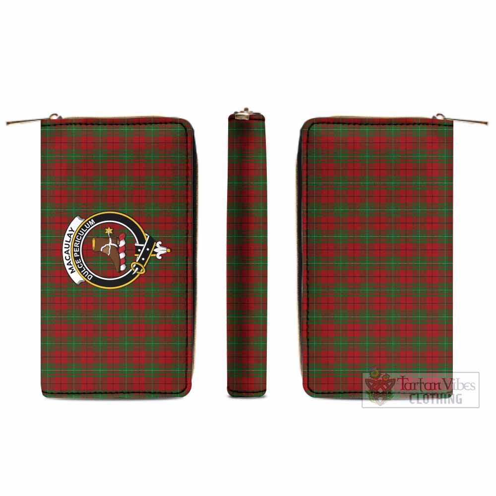 Tartan Vibes Clothing MacAulay (MacAuley) Tartan Women's Leather Wallet with Family Crest