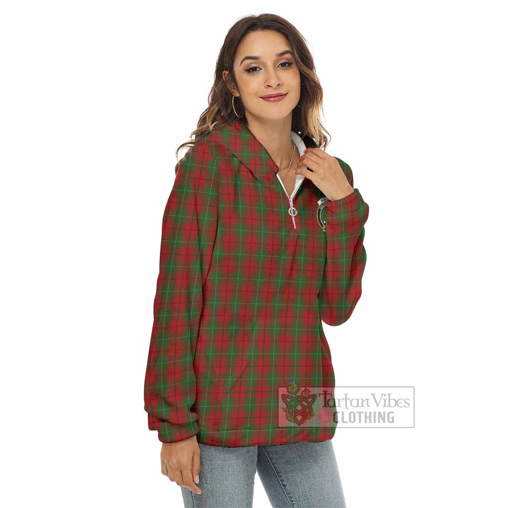 Tartan Vibes Clothing MacAulay (MacAuley) Tartan Crest Women's Borg  Half Zip Fleece Hoodie