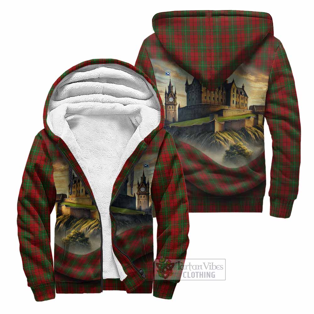 Tartan Vibes Clothing MacAulay (MacAuley) Tartan Family Crest Sherpa Hoodie with Scottish Ancient Castle Style