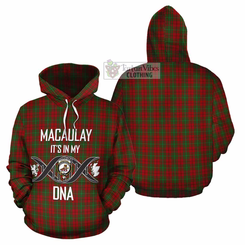 Tartan Vibes Clothing MacAulay (MacAuley) Tartan Cotton Hoodie with Family Crest DNA In Me Style