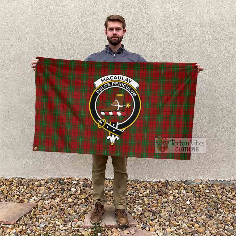 Tartan Vibes Clothing MacAulay (MacAuley) Tartan House Flag with Family Crest