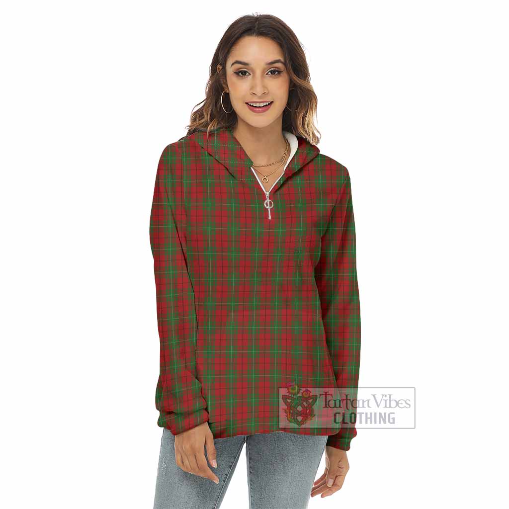 Tartan Vibes Clothing MacAulay (MacAuley) Tartan Women's Borg  Half Zip Fleece Hoodie