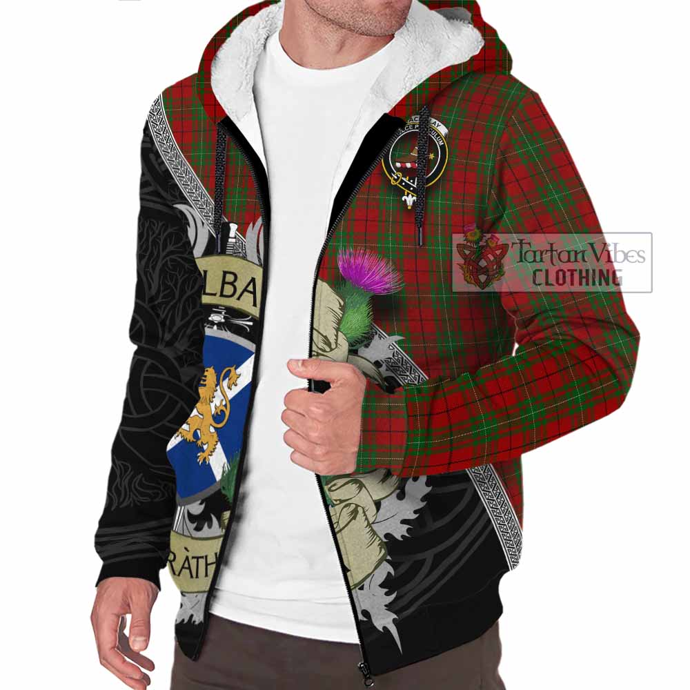 Tartan Vibes Clothing MacAulay (MacAuley) Tartan Family Crest Sherpa Hoodie Lion Rampant Royal Thistle Shield Celtic Inspired