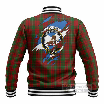 MacAulay (MacAuley) Clan Crest In Me Tartan Baseball Jacket Scotland Flag Style