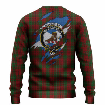 MacAulay (MacAuley) Clan Crest In Me Tartan Knitted Sweater Scotland Flag Style