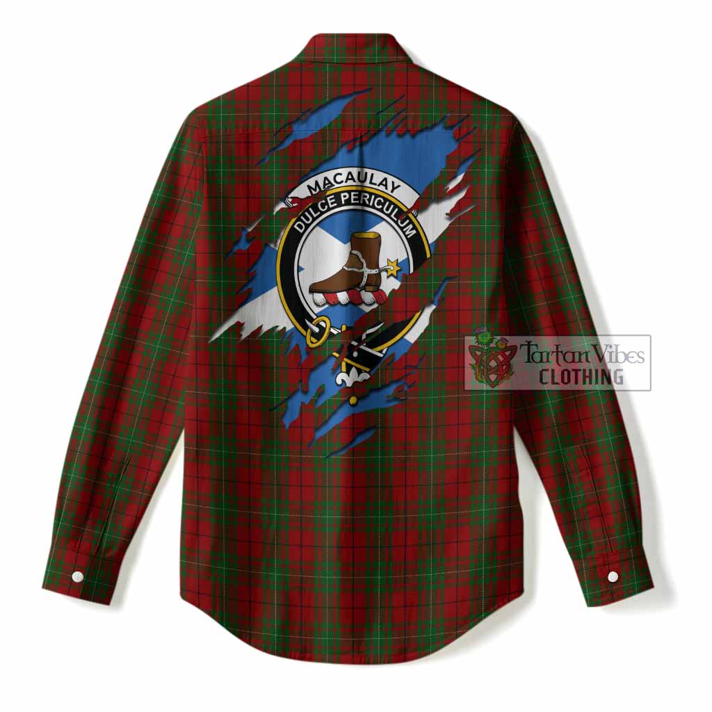 MacAulay (MacAuley) Clan Crest In Me Tartan Women Casual Shirt Scotland Flag Style
