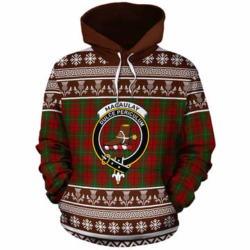 MacAulay (MacAuley) Clan Tartan Christmas Cotton Hoodie with Family Crest