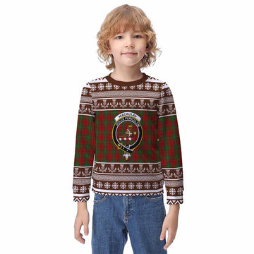 MacAulay (MacAuley) Clan Tartan Christmas Kid Ugly Sweatshirt with Family Crest