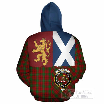 MacAulay (MacAuley) Crest Tartan Cotton Hoodie with Lion Rampant Saltire Style