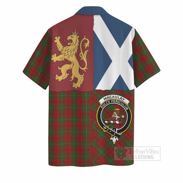 MacAulay (MacAuley) Crest Tartan Hawaiian Shirt with Lion Rampant Saltire Style