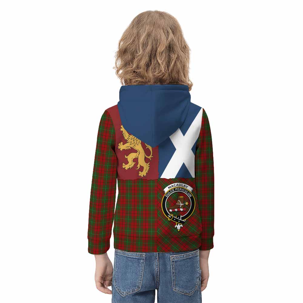 MacAulay (MacAuley) Crest Tartan Kid Hoodie with Lion Rampant Saltire Style - Tartan Vibes Clothing
