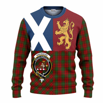 MacAulay (MacAuley) Crest Tartan Knitted Sweater with Lion Rampant Saltire Style