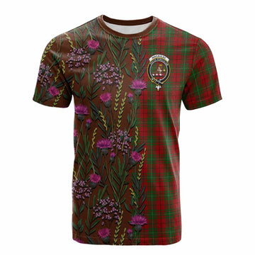 MacAulay (MacAuley) Family Crest Tartan Cotton T-shirt Scottish Thistle Flower Pattern Half Style